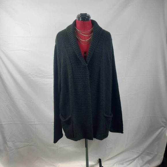 White Stag Black Oversized Grandma Grandpa Sweater front patch pockets XL 16-18 - Picture 1 of 5